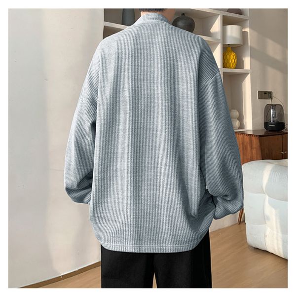 V領寬鬆 坑條上衣 長袖t恤 坑條上衣,針織,長袖t恤,v領,寬鬆上衣,叫阿潮