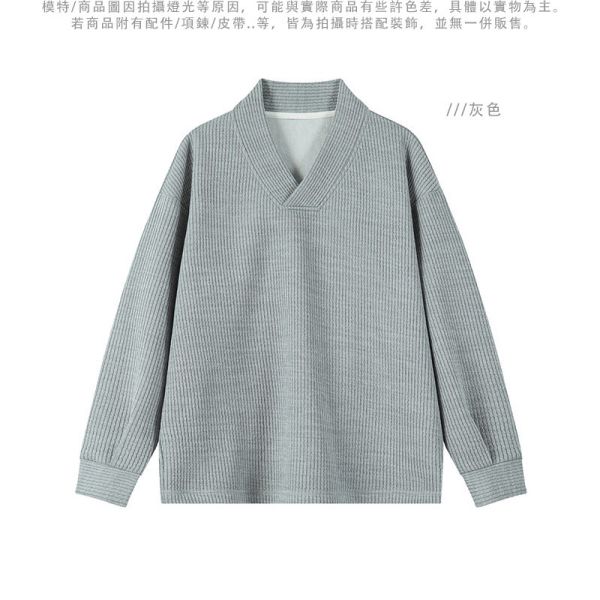 V領寬鬆 坑條上衣 長袖t恤 坑條上衣,針織,長袖t恤,v領,寬鬆上衣,叫阿潮