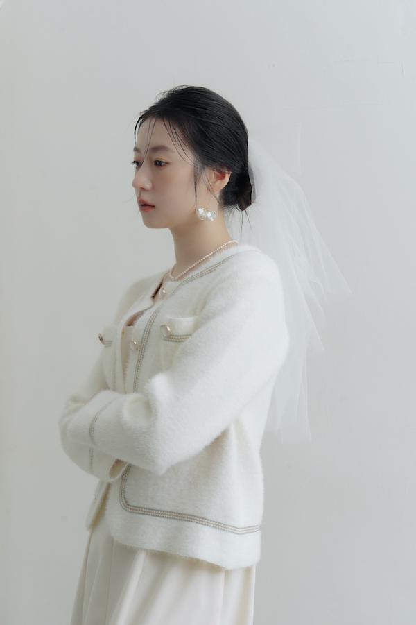 彩線縫邊親膚口袋外套(白) 