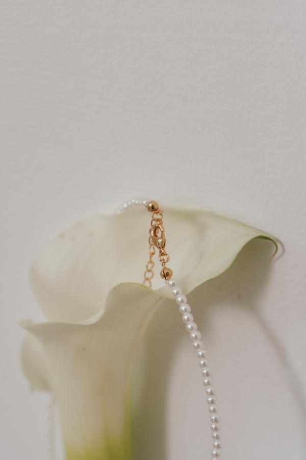 快閃-珍珠蝴蝶結串珠頸鍊 