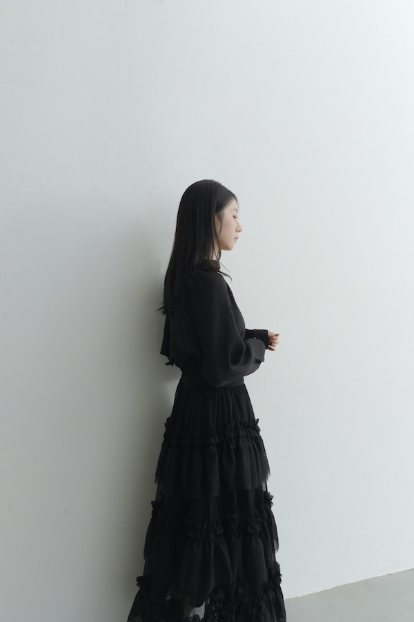 多層次網紗造型長裙(黑) 