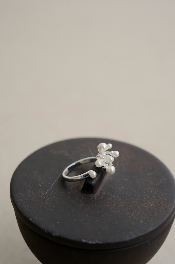 煙花珍珠水鑽純銀戒指(銀) 