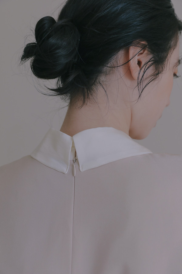 【SALE】假兩件襯衫領洋裝(杏) 