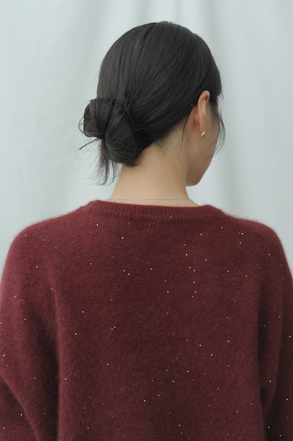 細緻閃亮柔軟毛衣(酒紅) 