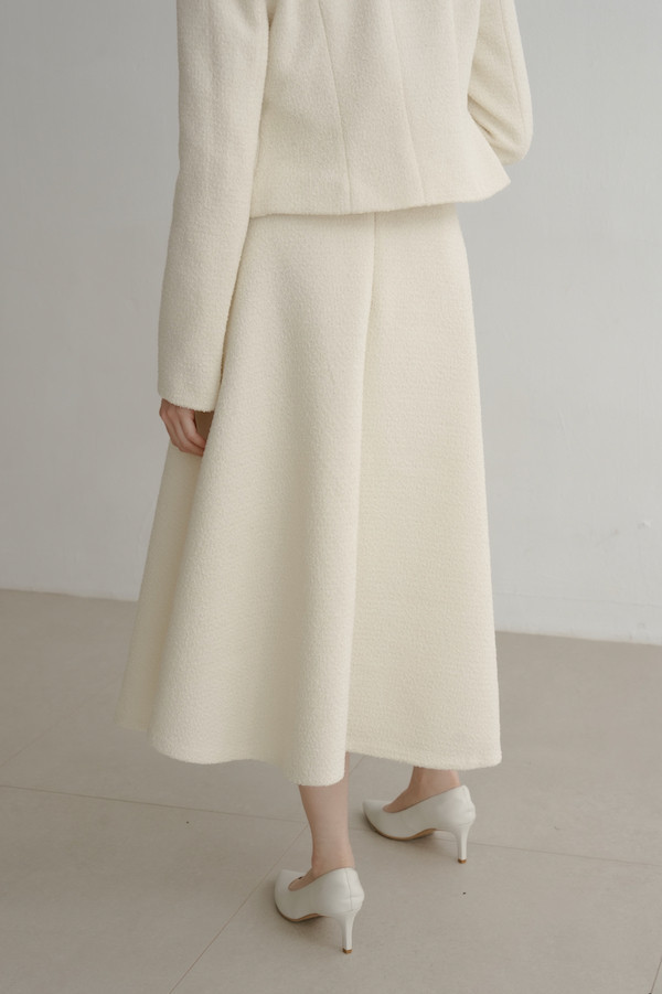 簡約小香風傘狀裙(白) 