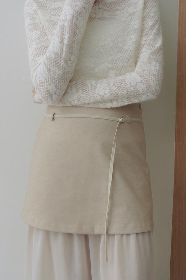 拼接透紗設計感長裙(米白) 