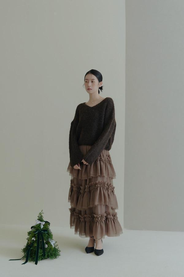 Wina下單處-多層次網紗造型長裙(深咖) 