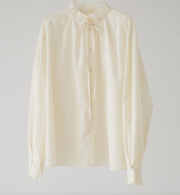 荷葉領口春日感上衣(鵝黃) 