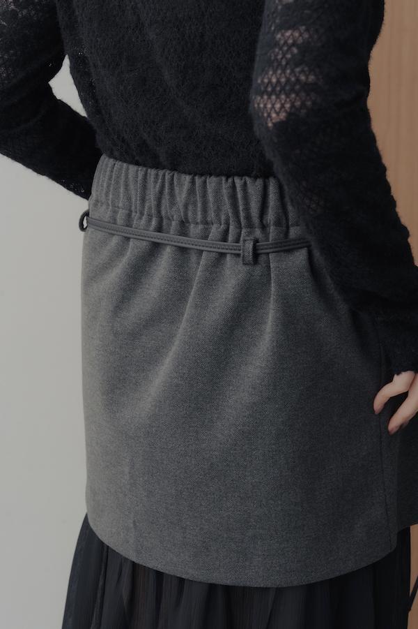 拼接透紗設計感長裙(灰黑) 