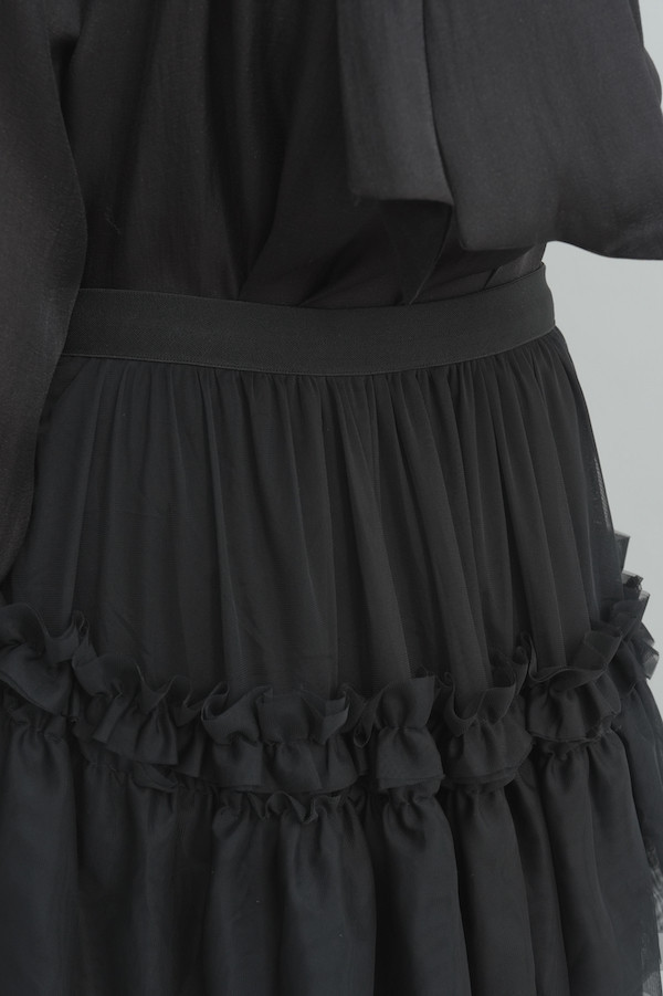 多層次網紗造型長裙(黑) 