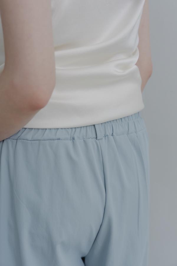 輕盈感鬆緊春日涼感褲(淺藍) 