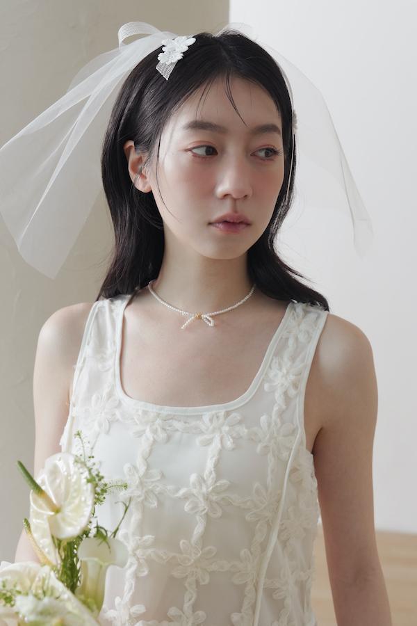 快閃-珍珠蝴蝶結串珠頸鍊 