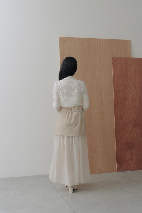 包領花朵蕾絲上衣(白) 