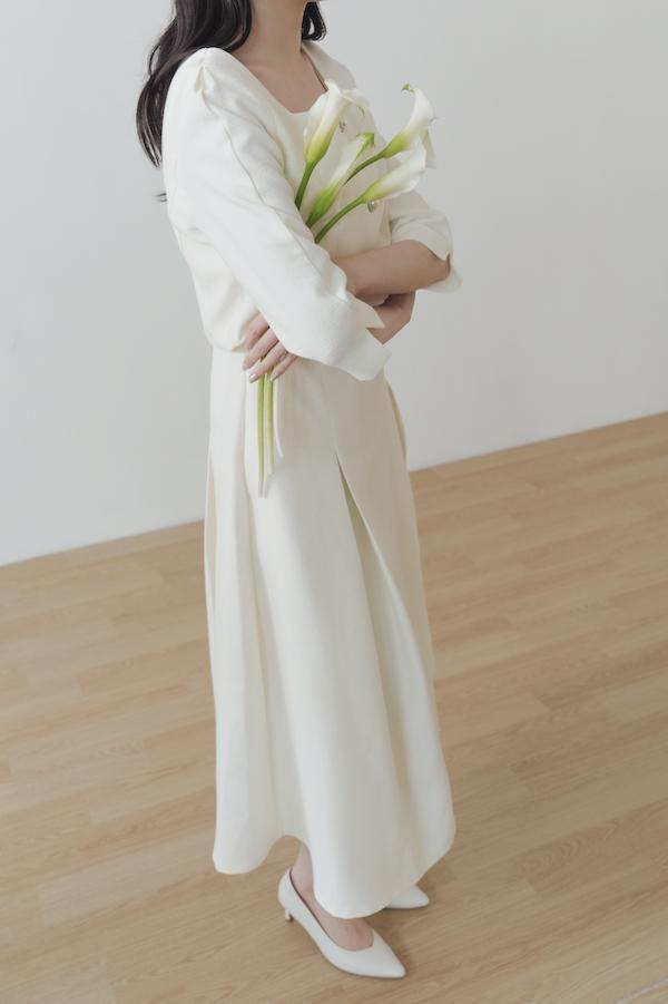 小香風七分袖簡約洋裝(白) 