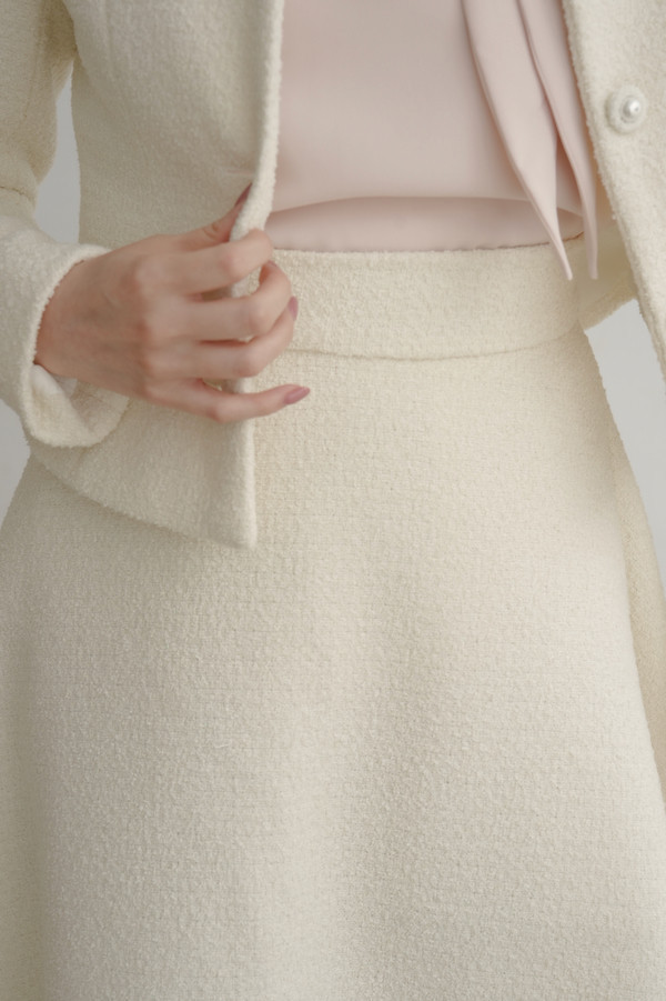 簡約小香風傘狀裙(白) 