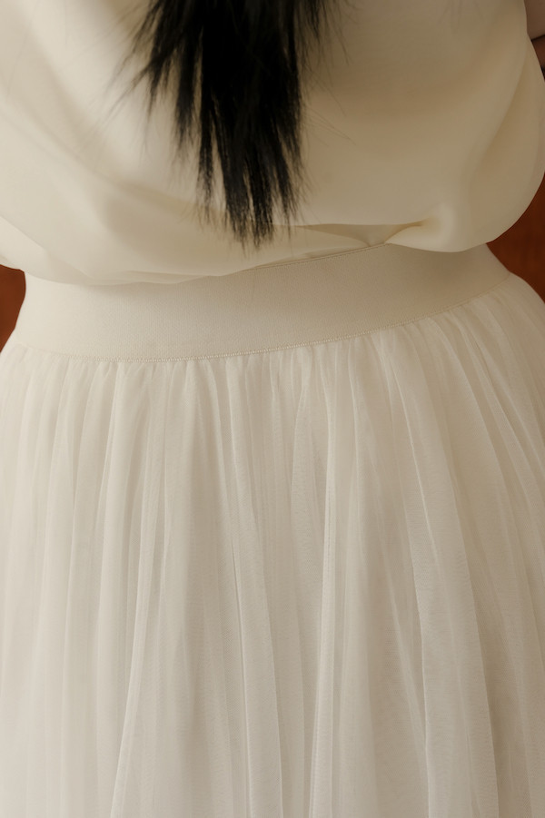 韓國三層網紗長裙(白) 