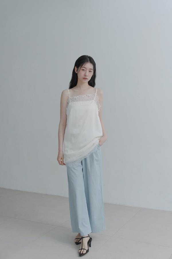 輕盈感鬆緊春日涼感褲(淺藍) 