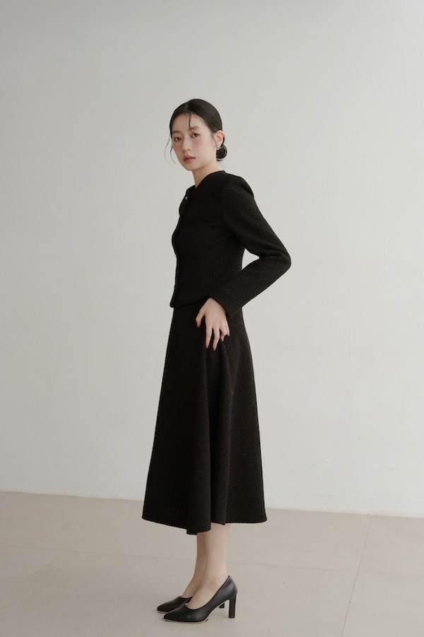 無領小香風長袖外套(黑) 