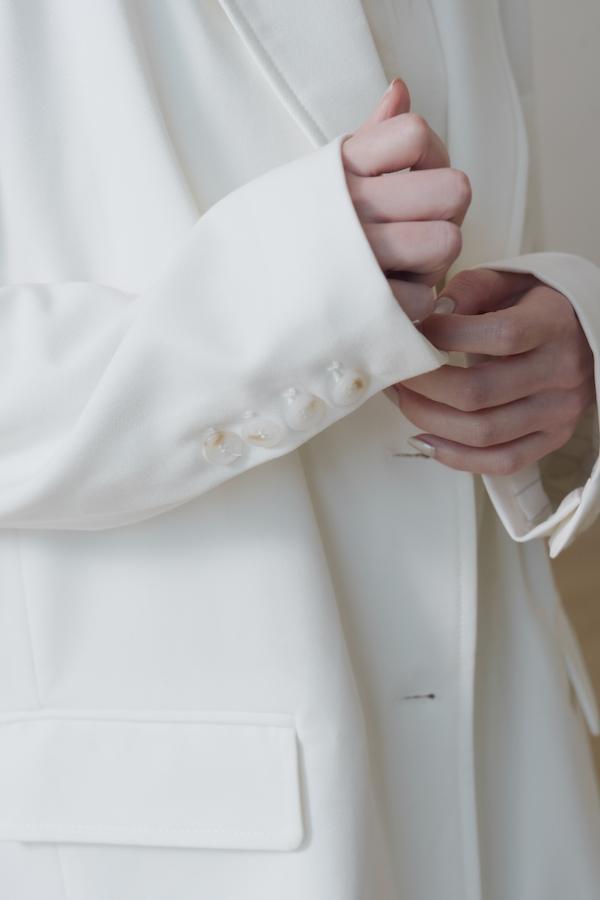 內裡條紋春日感西外(白) 