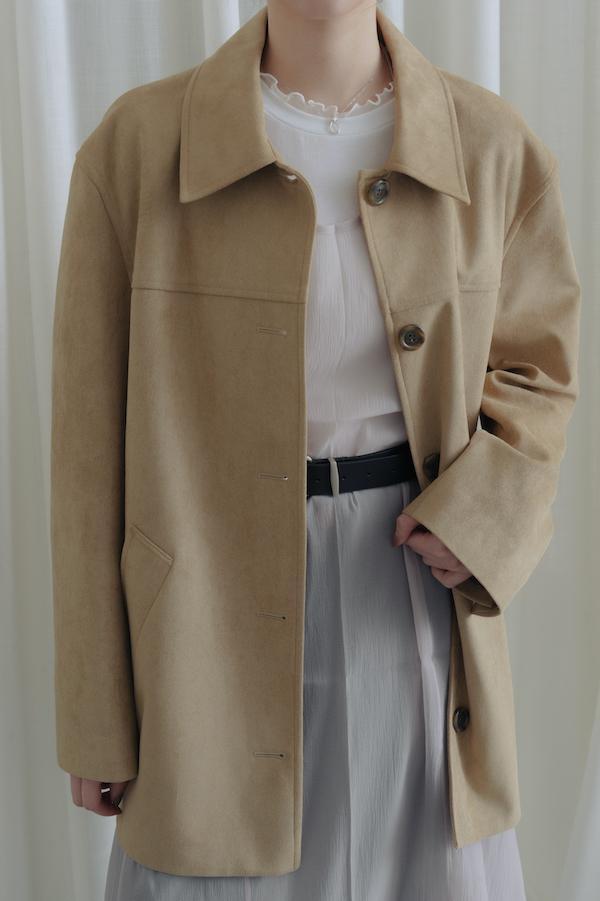 簡約時髦麂皮外套(卡其) 