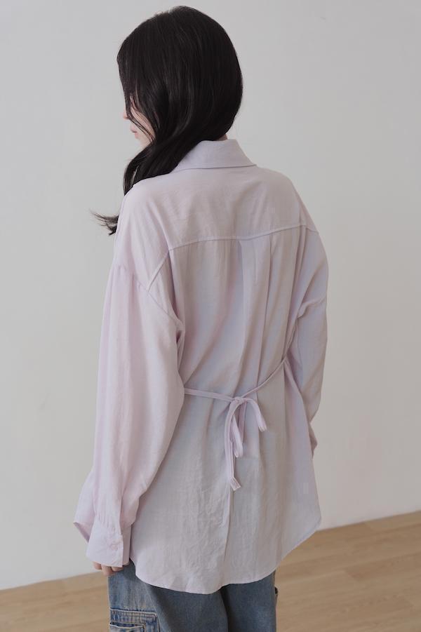 快閃-拼接蕾絲背心日感襯衫(淺紫) 