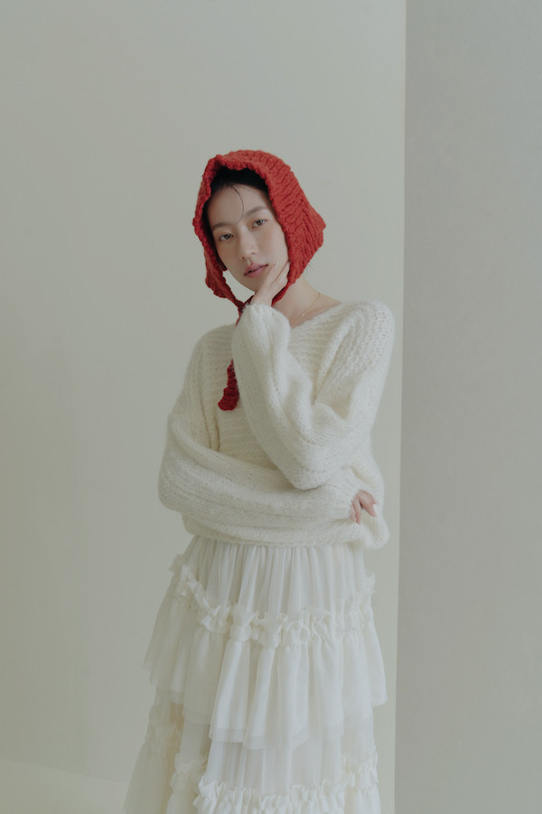 多層次網紗造型長裙(白) 