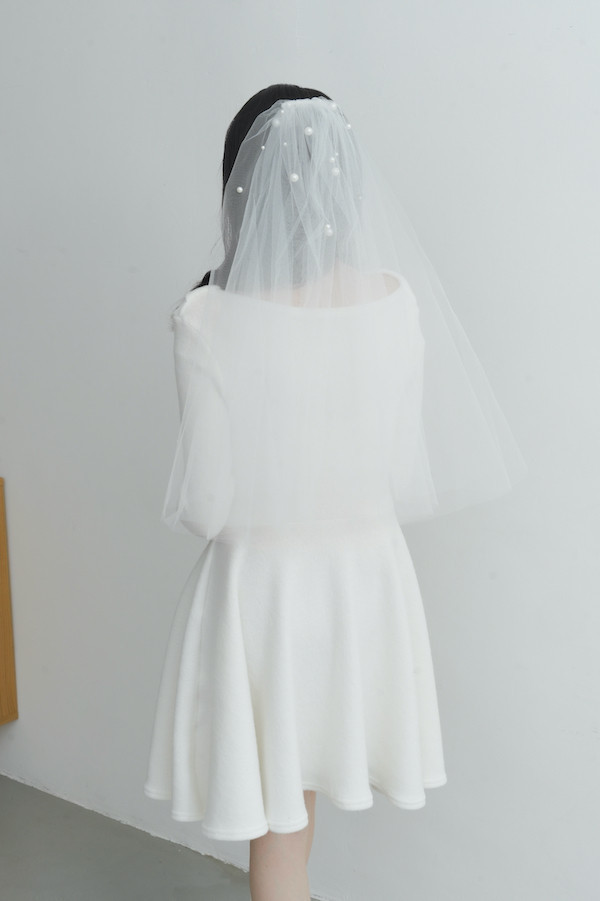 刷毛垂領設計短洋裝(白) 