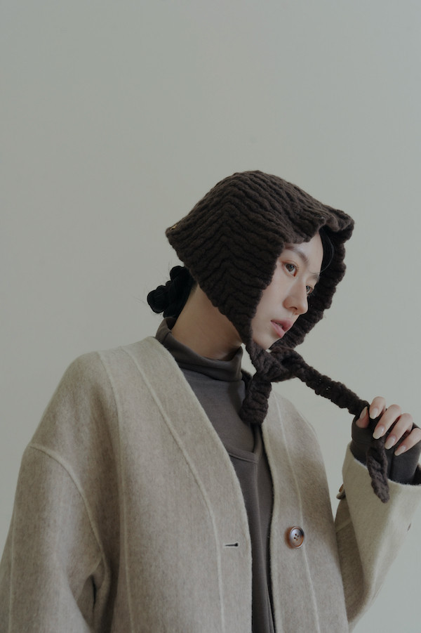 愛心金標針織羊毛帽(深咖/白/紅) 