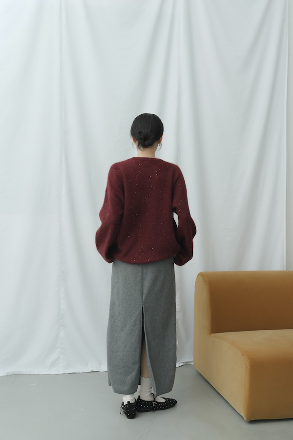 細緻閃亮柔軟毛衣(酒紅) 