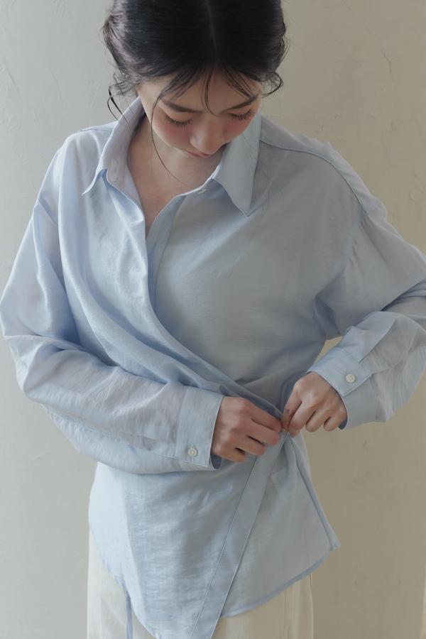 快閃-垂墜側邊釦剪裁襯衫(藍) 