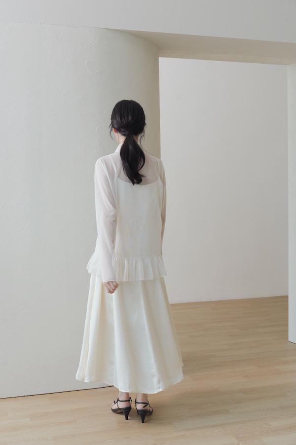 快閃-高密度網紗透肌感上衣(白) 