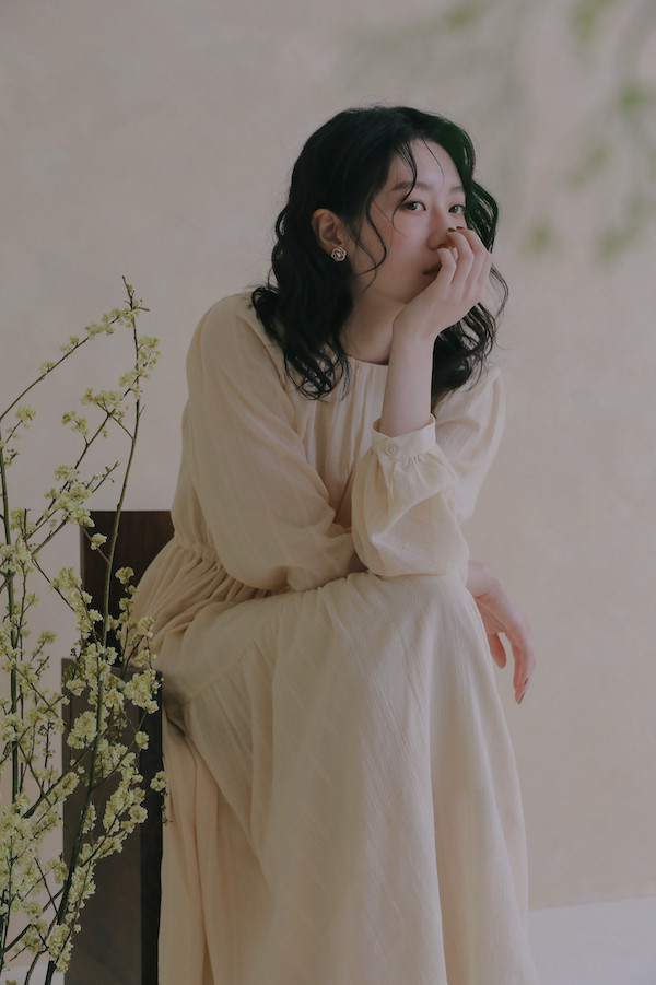 【SALE】腰部抽繩棉質長洋裝(杏) 