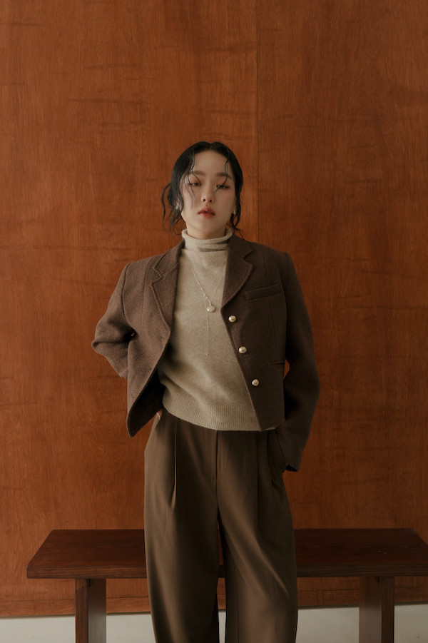 高腰落地時髦西裝褲(深咖) 