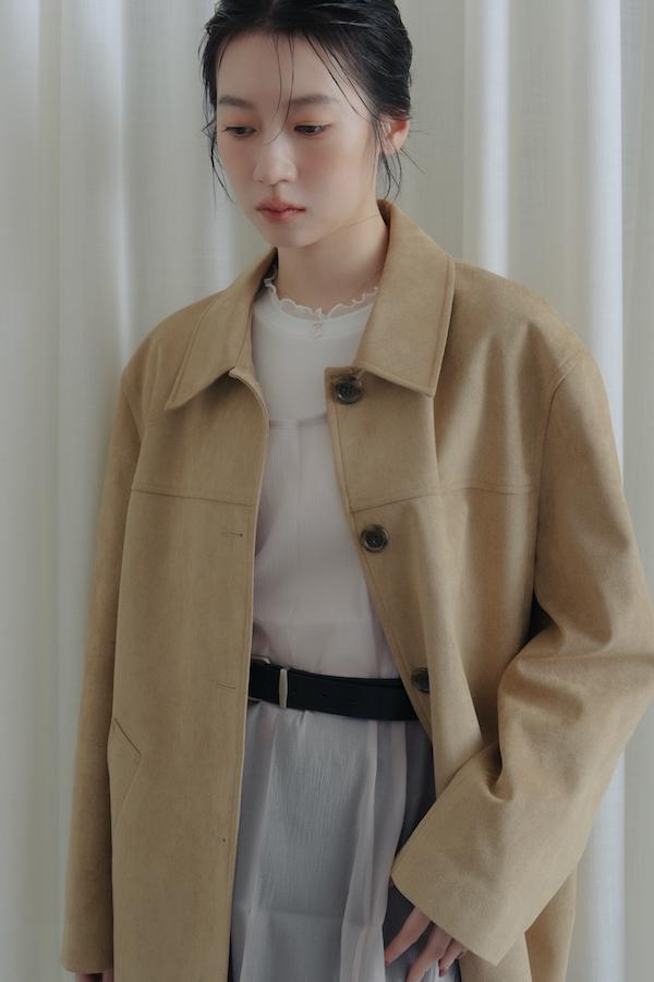 簡約時髦麂皮外套(卡其) 