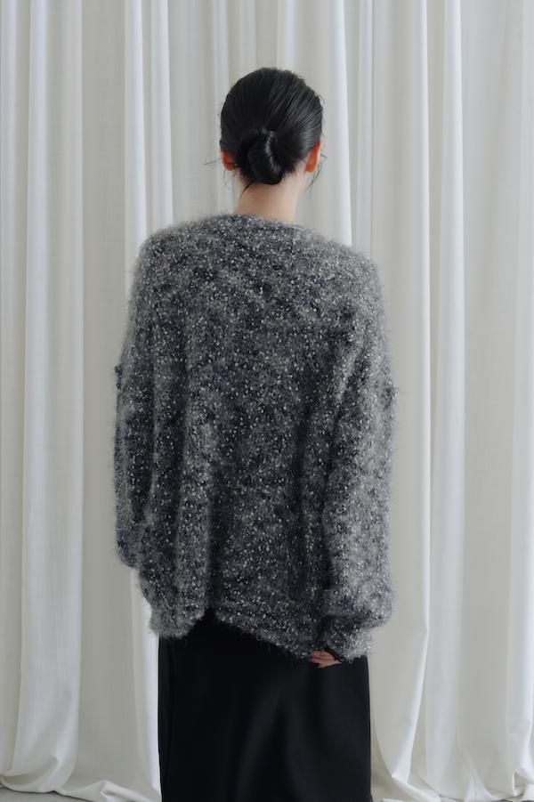立體混色線圈針織外套(深灰黑) 