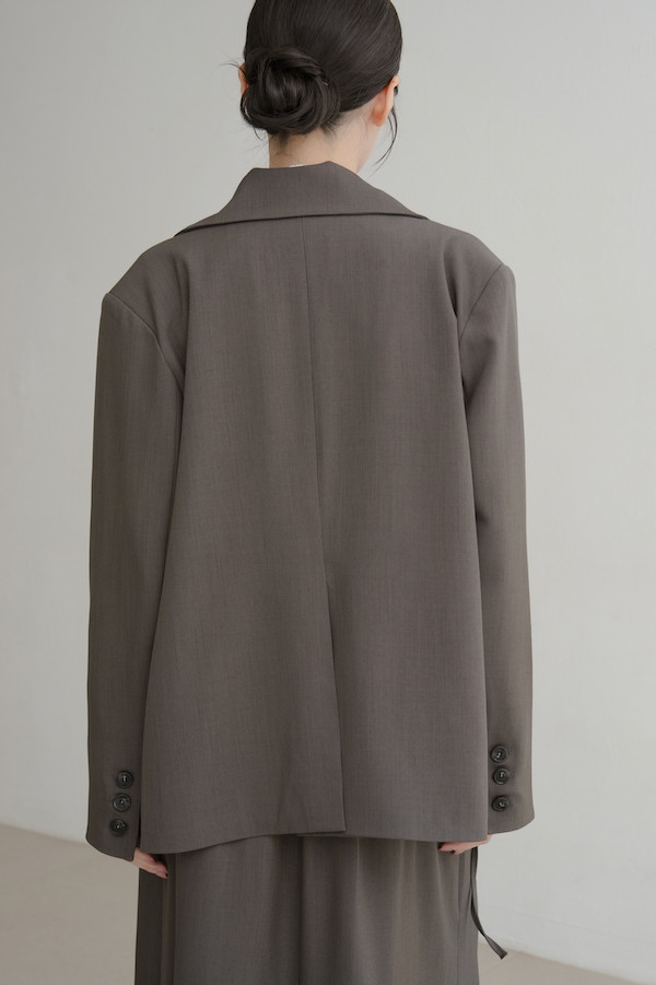 斜口袋側邊不規則西外(灰) 