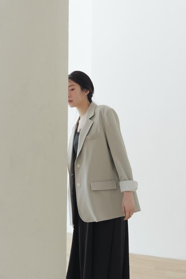 內裡條紋春日感西外(灰綠) 