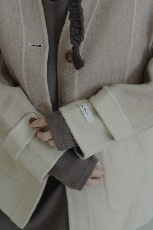 漸層大口袋純羊毛大衣(棕) 