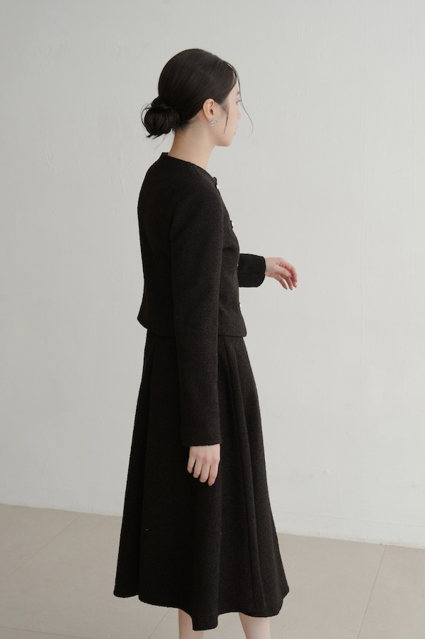 簡約小香風傘狀裙(黑) 