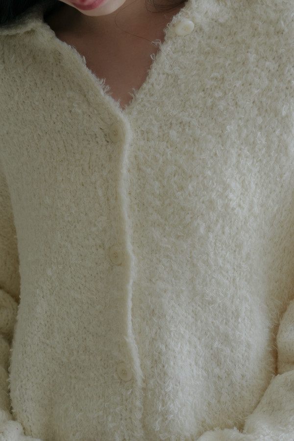 翻領線圈針織上衣(白) 