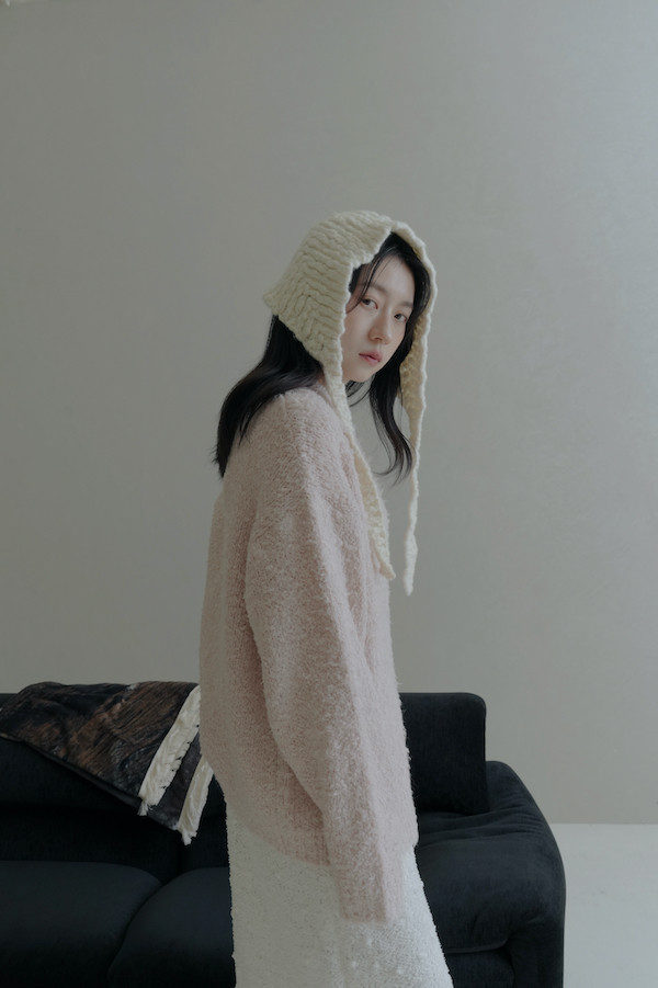 愛心金標針織羊毛帽(深咖/白/紅) 