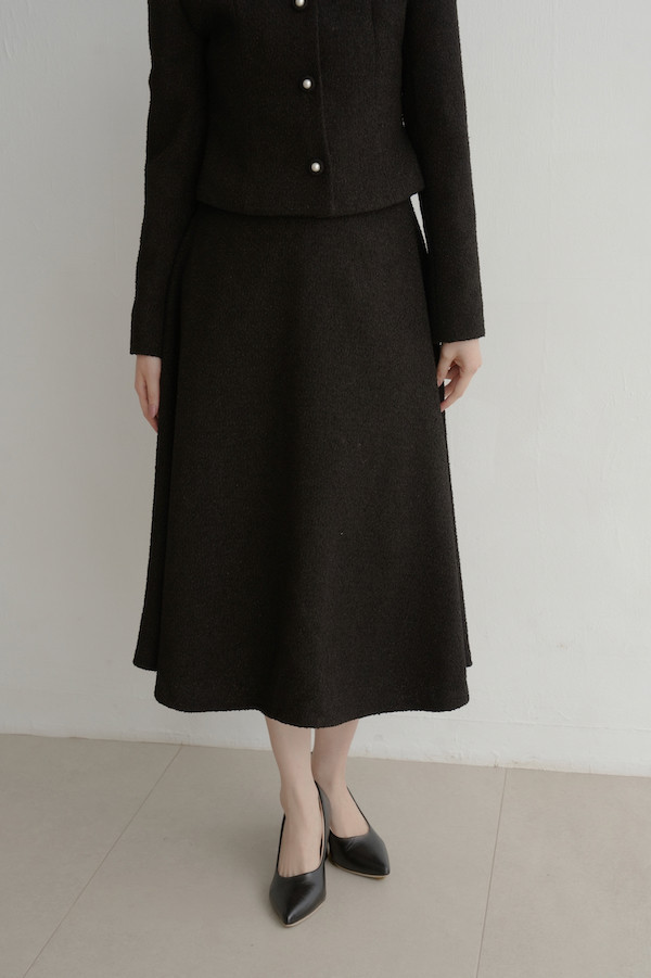 簡約小香風傘狀裙(黑) 