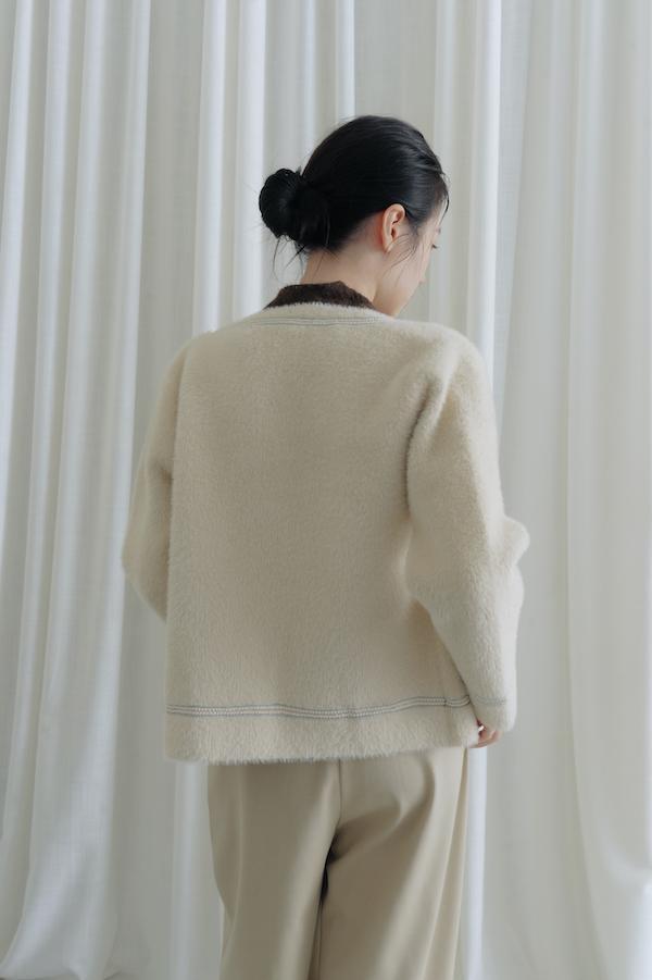 彩線縫邊親膚口袋外套(杏) 