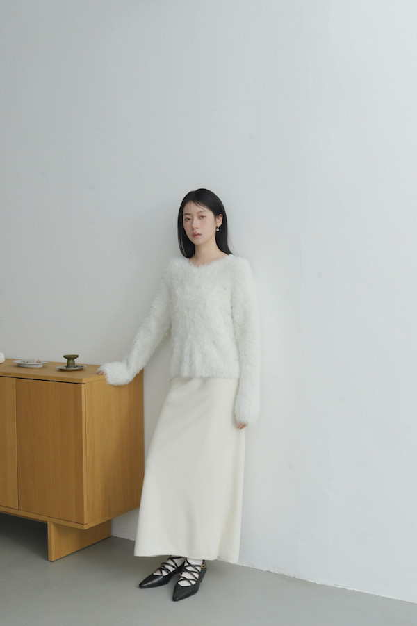 水鑽珍珠閃亮毛毛上衣(白) 