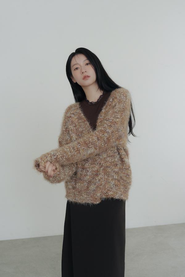 立體混色線圈針織外套(橘咖棕) 