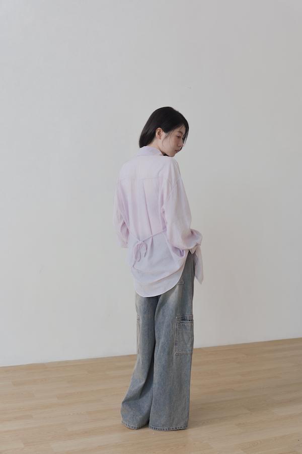 快閃-拼接蕾絲背心日感襯衫(淺紫) 