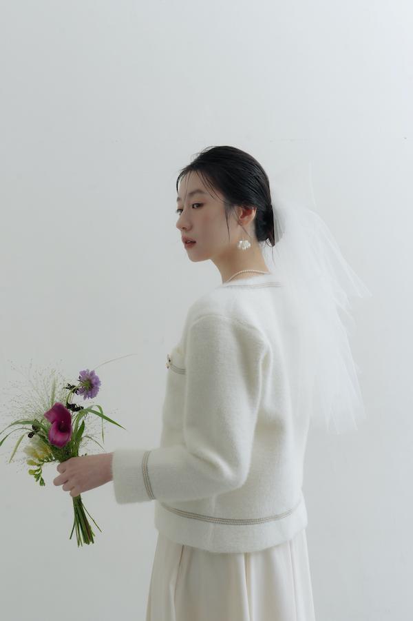 彩線縫邊親膚口袋外套(白) 