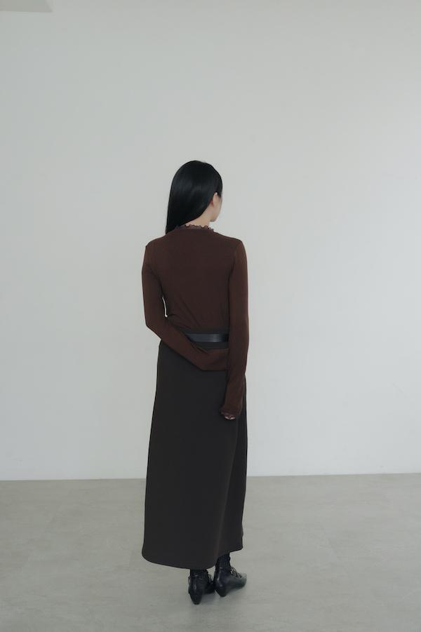 彈性收腰簡約直筒長裙(深咖) 