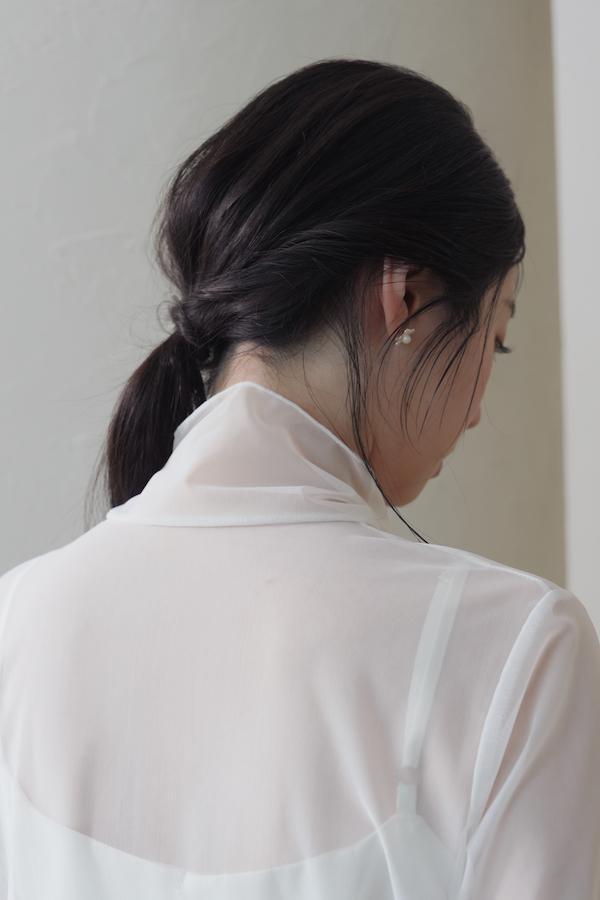 高密度網紗透肌感上衣(白) 