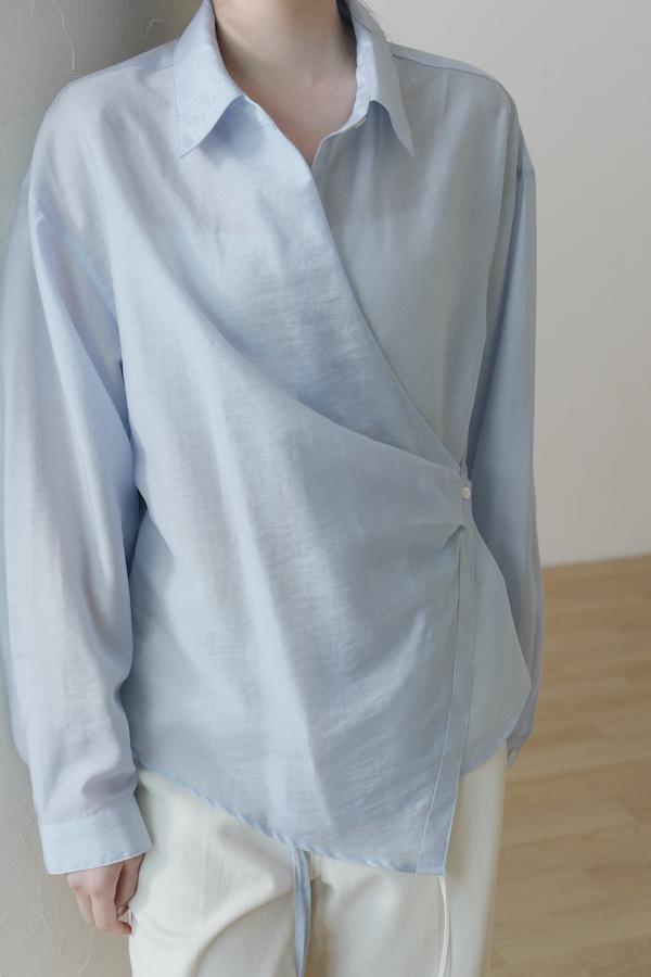 垂墜側邊釦剪裁襯衫(藍) 